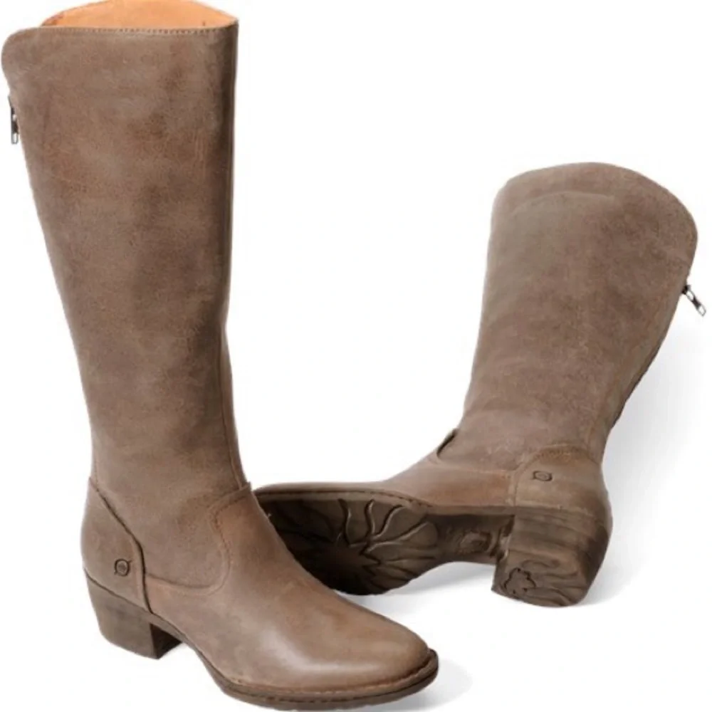 Born Bitsy Tall Leather Boots Brown Riding Boots Women Size 6